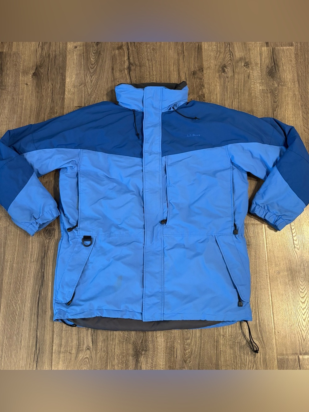 L.L. Bean Outdoors Blue Parka w/ Pop Out Hood Mens size XL Tall ISSUE